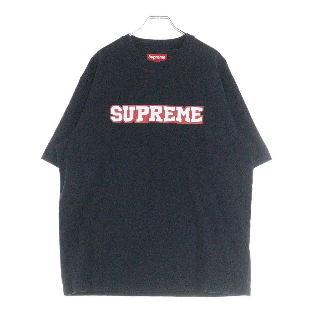 SUPREME(シュプリーム) 25SS Satin Appliqu? S/S Top サテンアップリケ クルーネック半袖Tシャツ カットソー ブラック