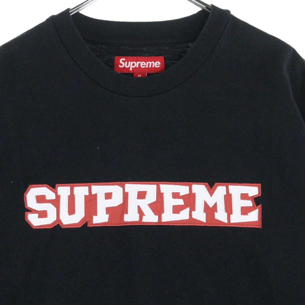 SUPREME(シュプリーム) 25SS Satin Appliqu? S/S Top サテンアップリケ クルーネック半袖Tシャツ カットソー ブラック