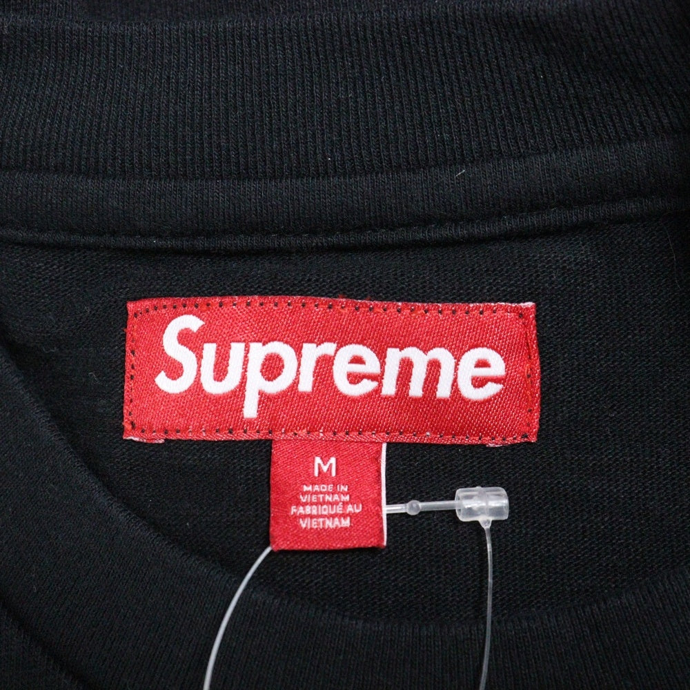 SUPREME(シュプリーム) 25SS Satin Appliqu? S/S Top サテンアップリケ クルーネック半袖Tシャツ カットソー ブラック