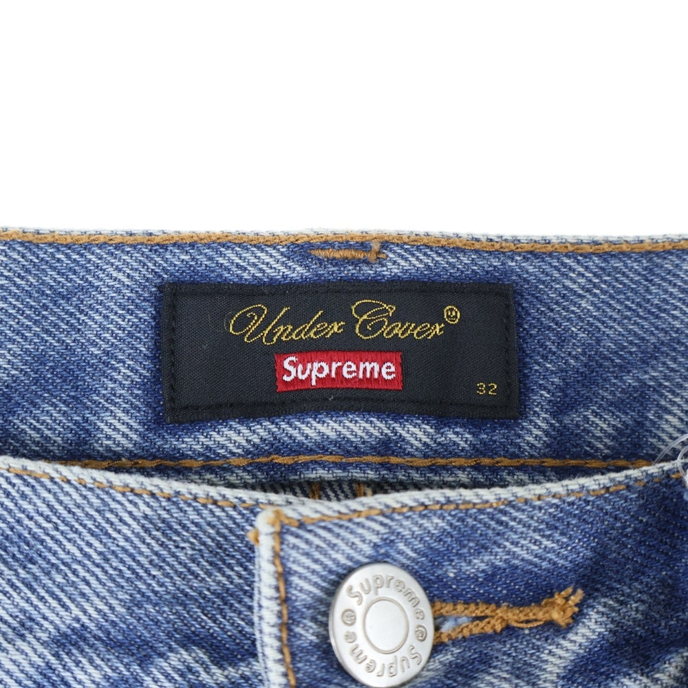 SUPREME(シュプリーム) 23SS × UNDERCOVER Layered Jean アンダーカバー レイヤード チェックシャツドッキング デニムパンツ インディゴブルー/グリーン