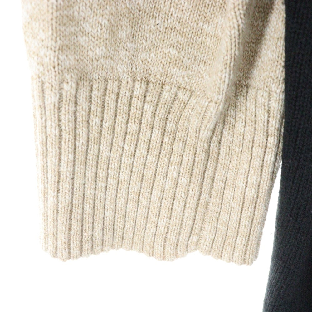 MM6 Maison Margiela(エムエムシックスメゾンマルジェラ) 20AW バイカラー ウール混 ロング クルーネックニット セーター ブラック/ベージュ S52CT0550
