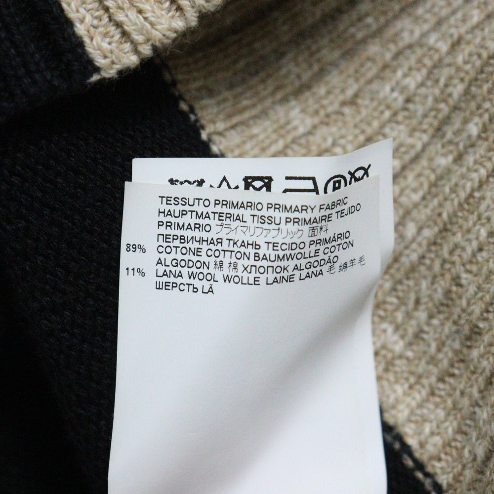 MM6 Maison Margiela(エムエムシックスメゾンマルジェラ) 20AW バイカラー ウール混 ロング クルーネックニット セーター ブラック/ベージュ S52CT0550