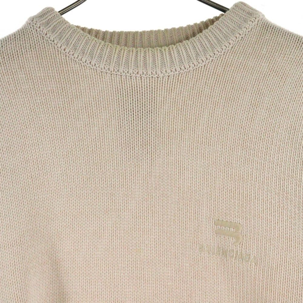 BALENCIAGA(バレンシアガ) 22SS ロゴエンブロイダリー クルーネックニット セーター ベージュ 683303 T3230