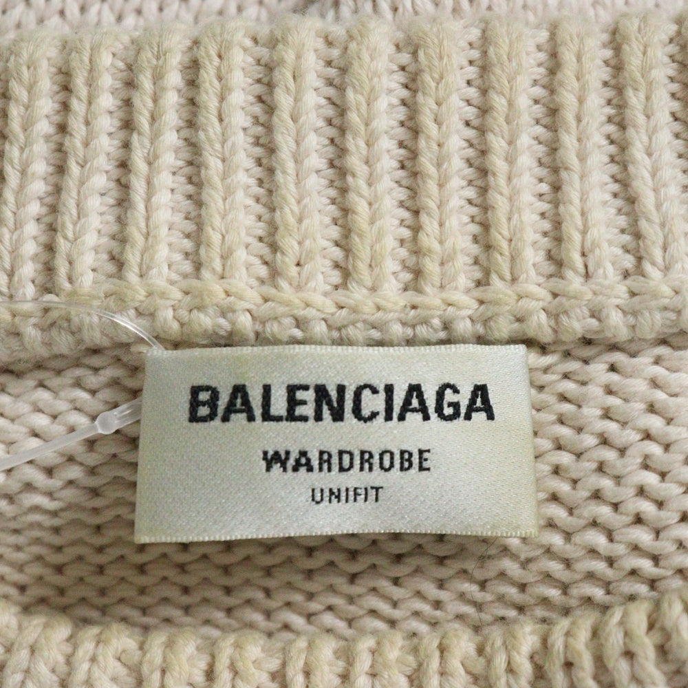 BALENCIAGA(バレンシアガ) 22SS ロゴエンブロイダリー クルーネックニット セーター ベージュ 683303 T3230
