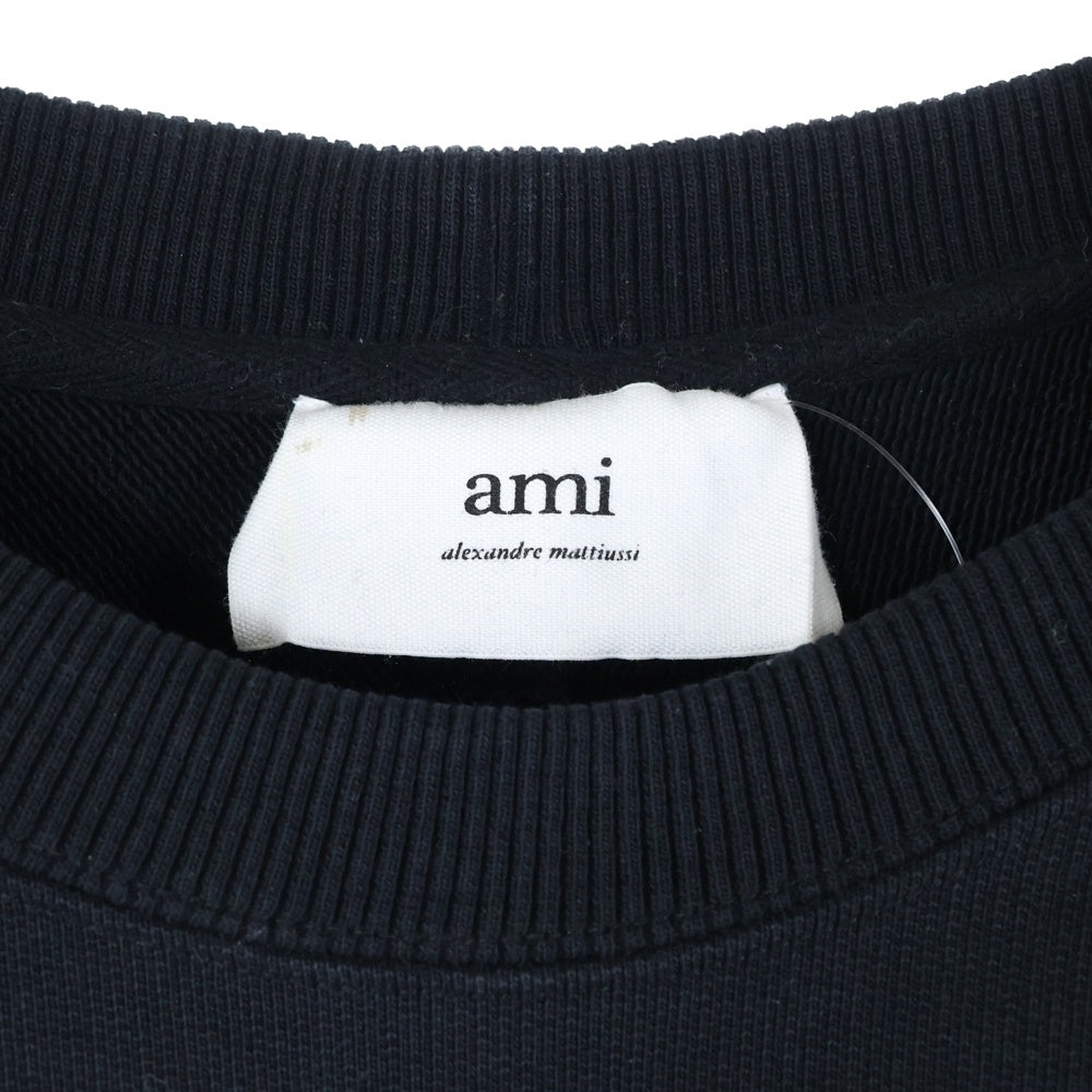 ami paris(アミパリス) 22SS ハートロゴエンブロイダリー クルーネックスウェットトレーナー ブラック E22USW002.747