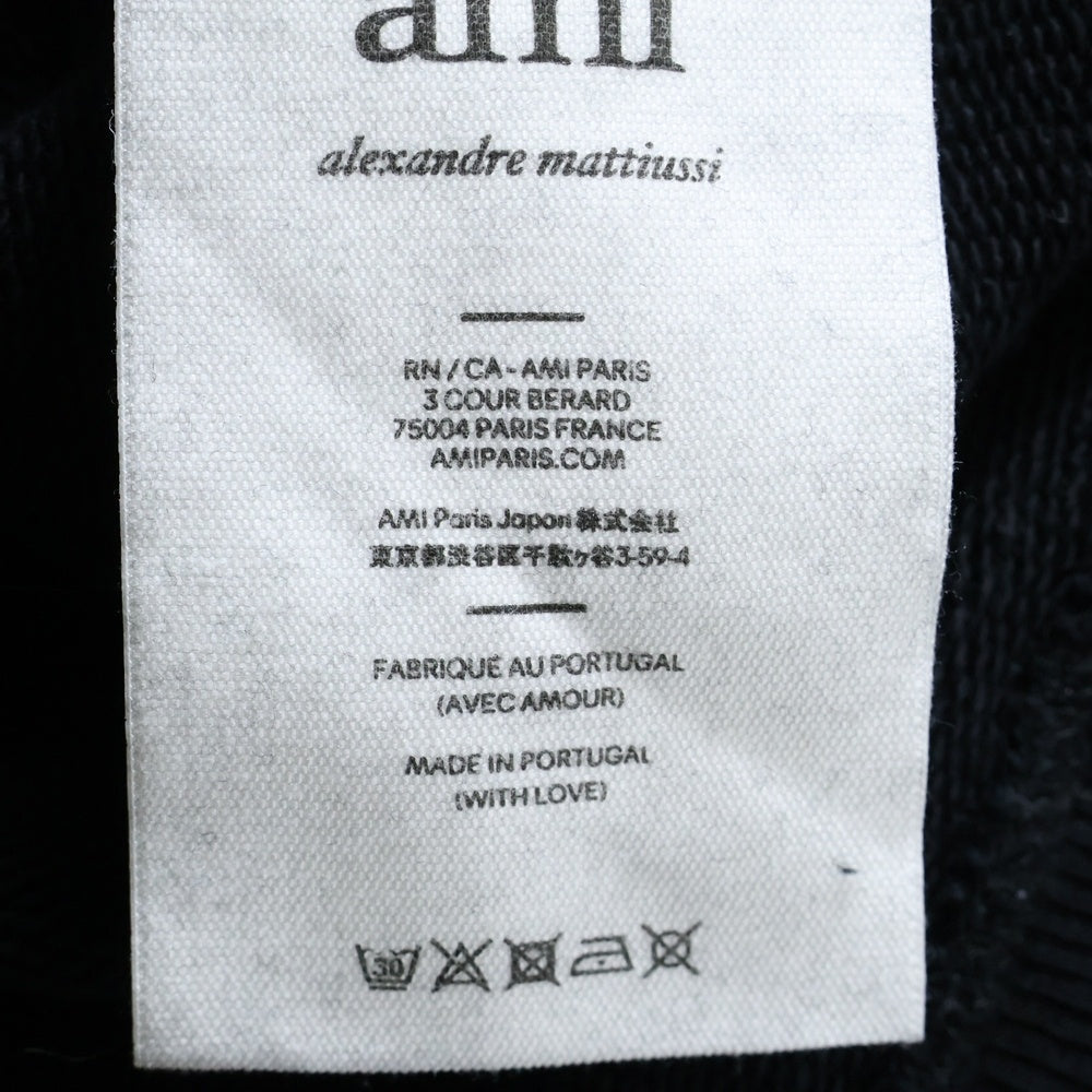 ami paris(アミパリス) 22SS ハートロゴエンブロイダリー クルーネックスウェットトレーナー ブラック E22USW002.747