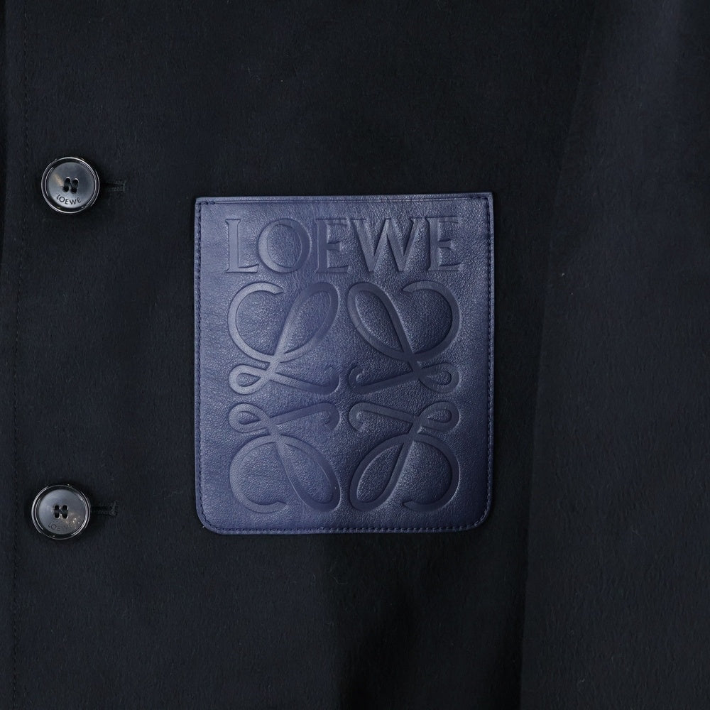 LOEWE(ロエベ) 23AW WORKWEAR JACKET カシミヤ混 レザーロゴワッペン ワーカージャケット ブラック H526Y03W76