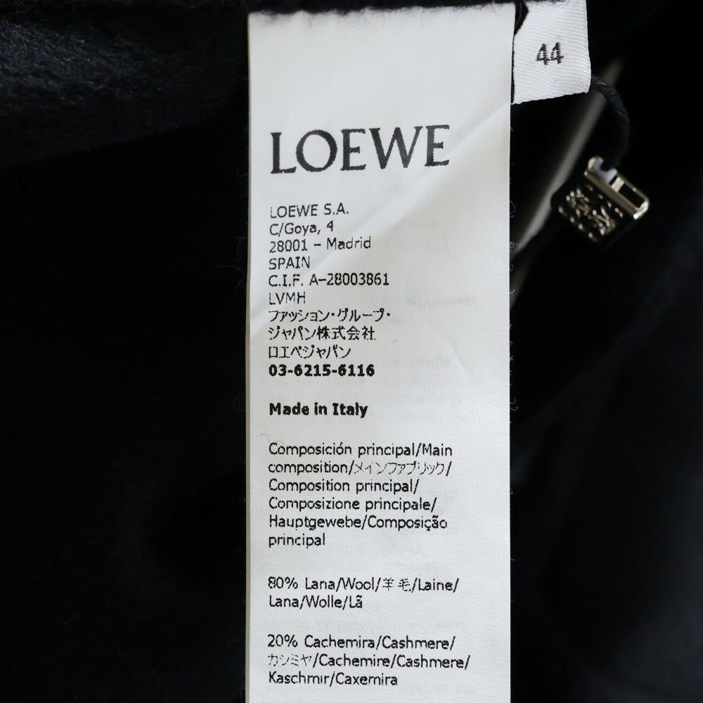 LOEWE(ロエベ) 23AW WORKWEAR JACKET カシミヤ混 レザーロゴワッペン ワーカージャケット ブラック H526Y03W76