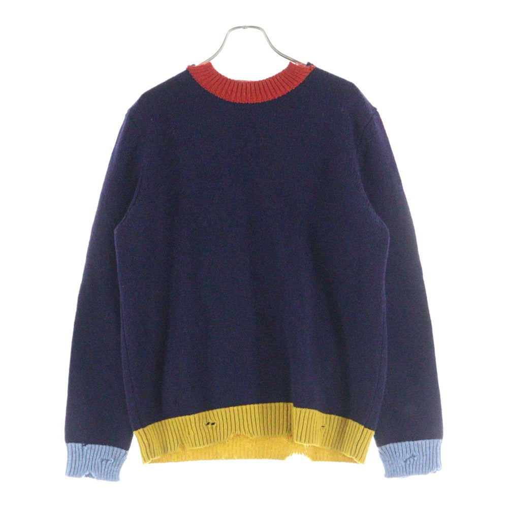 MARNI(マルニ) 21SS ダメージ加工 ウール クルーネックニット セーター マルチカラー GCMG0163Q0