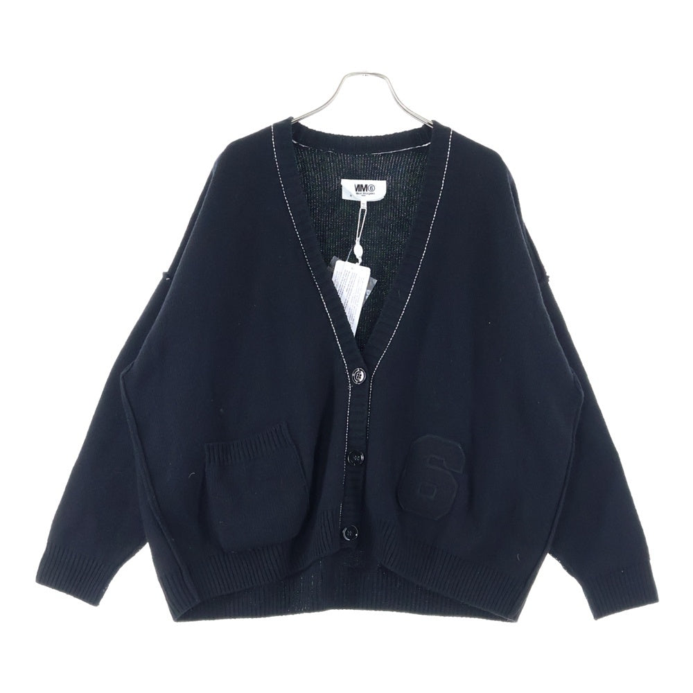 MM6 Maison Margiela(エムエムシックスメゾンマルジェラ) SWEATER PATCH KNIT ナンバーパッチ ウール混 ニット カーディガン ブラック S62GP0075