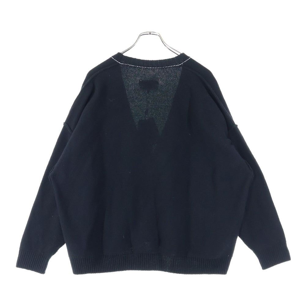 MM6 Maison Margiela(エムエムシックスメゾンマルジェラ) SWEATER PATCH KNIT ナンバーパッチ ウール混 ニット カーディガン ブラック S62GP0075