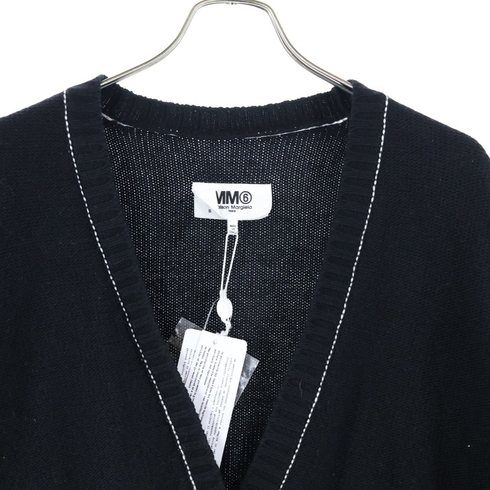 MM6 Maison Margiela(エムエムシックスメゾンマルジェラ) SWEATER PATCH KNIT ナンバーパッチ ウール混 ニット カーディガン ブラック S62GP0075