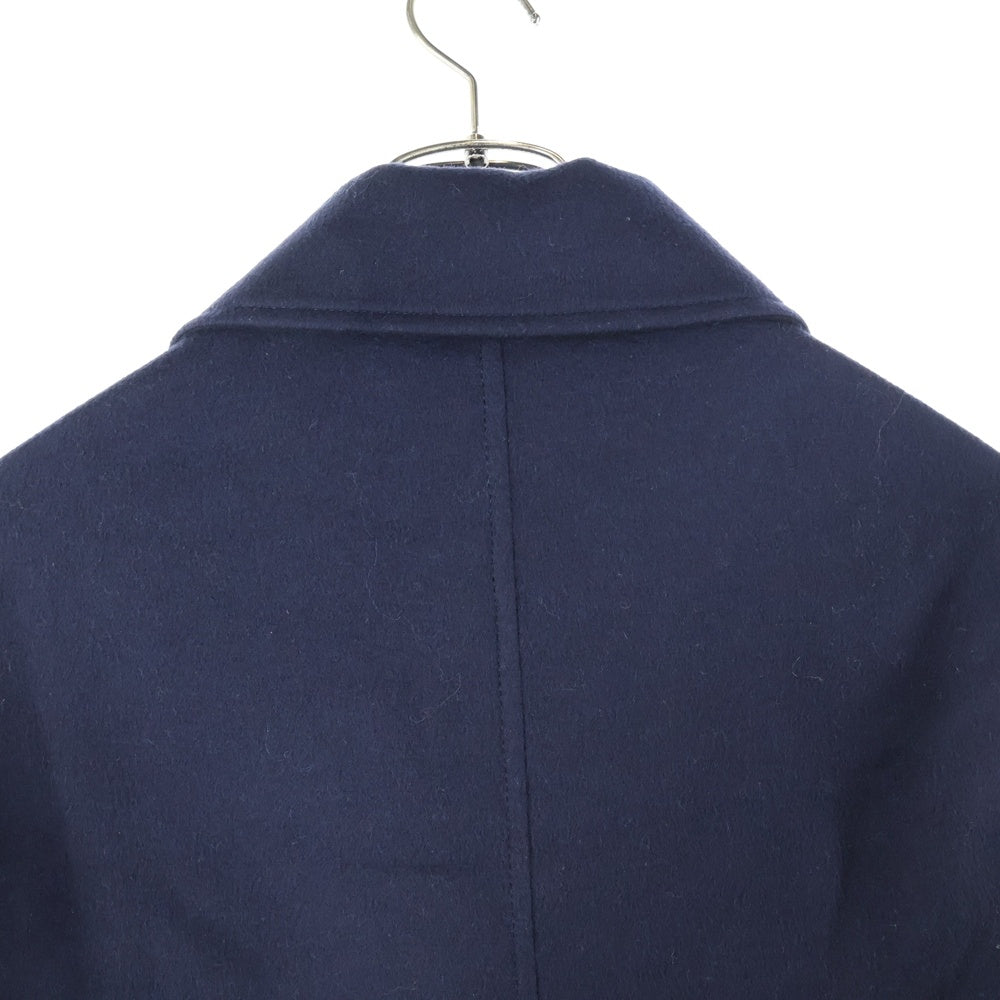 LOEWE(ロエベ) バイカラー レザーロゴパッチ カシミヤ混 コート ネイビー/ブラック H526Y02W11