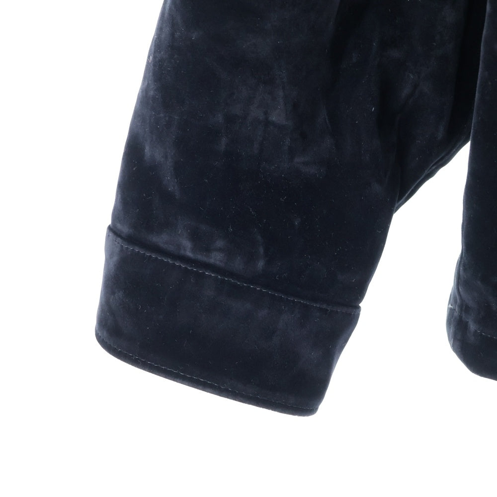 PRADA(プラダ) 23AW トライアングルロゴ 三角プレート スエード ボタンダウン シャツジャケット ブラック SC657 S231 12HO