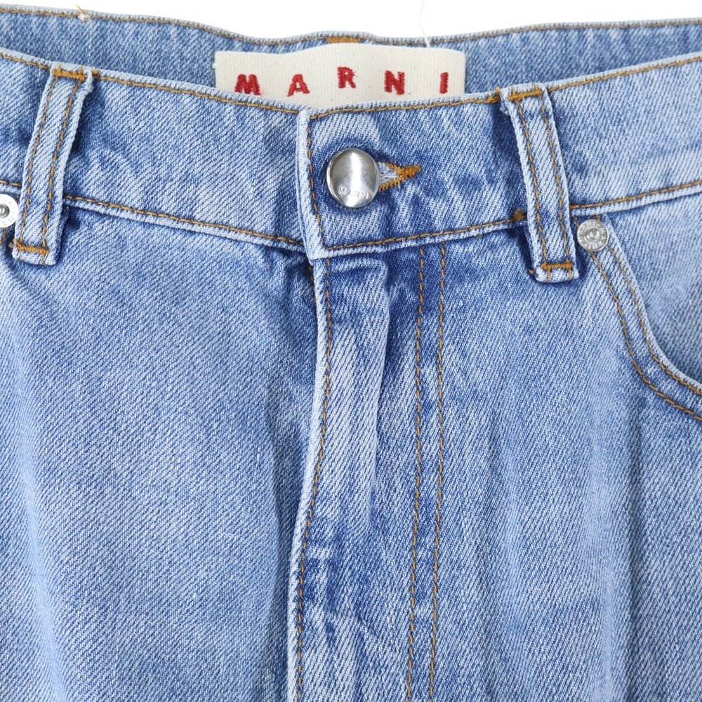 MARNI(マルニ) Embroidered Striped Patch Denim Pant ストライプモヘアパッチ ストレート デニムパンツ インディゴブルー PUJU0021L0 USCU21