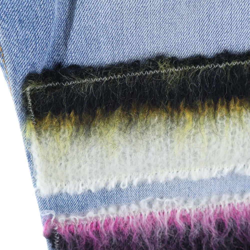 MARNI(マルニ) Embroidered Striped Patch Denim Pant ストライプモヘアパッチ ストレート デニムパンツ インディゴブルー PUJU0021L0 USCU21