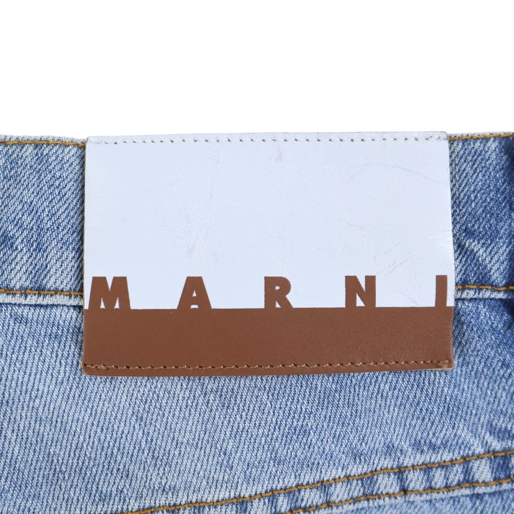 MARNI(マルニ) Embroidered Striped Patch Denim Pant ストライプモヘアパッチ ストレート デニムパンツ インディゴブルー PUJU0021L0 USCU21