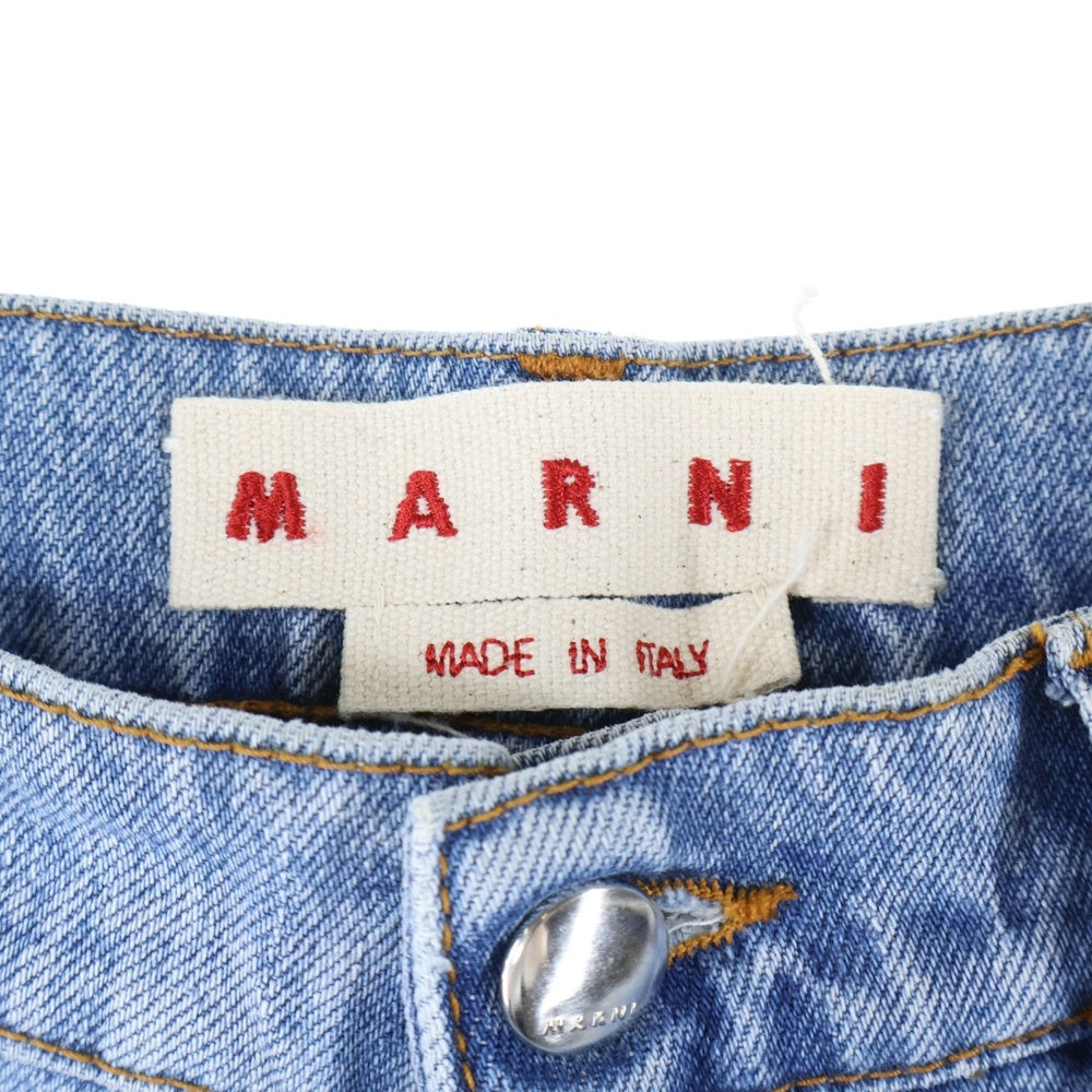MARNI(マルニ) Embroidered Striped Patch Denim Pant ストライプモヘアパッチ ストレート デニムパンツ インディゴブルー PUJU0021L0 USCU21