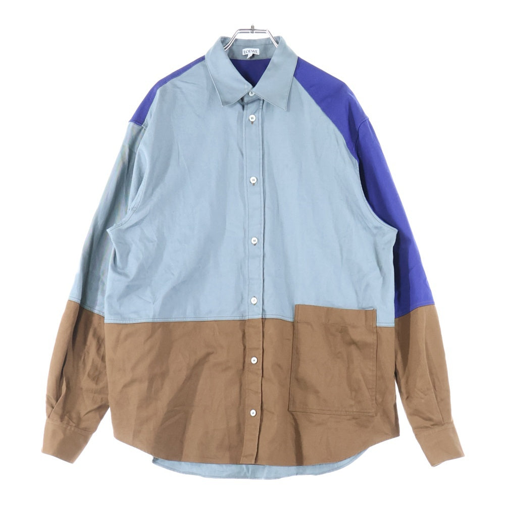 LOEWE(ロエベ) 21AW パッチワーク コットン レギュラーカラー ワークシャツ マルチカラー H526Y05W28