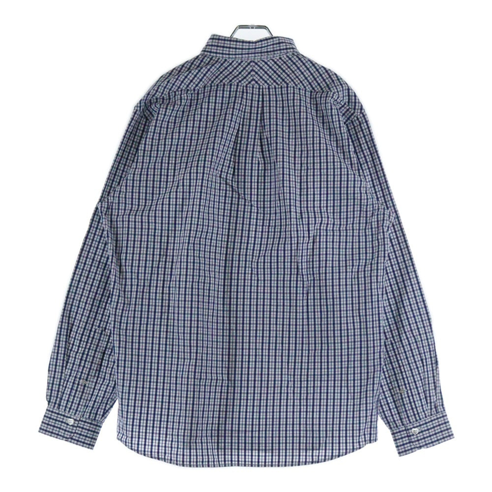 HUMAN MADE(ヒューマンメイド) CHECK BD SHIRT チェック柄 ハートロゴエンブロイダリー 長袖シャツ ネイビー/ホワイト HM29SH012