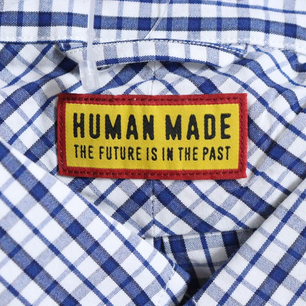 HUMAN MADE(ヒューマンメイド) CHECK BD SHIRT チェック柄 ハートロゴエンブロイダリー 長袖シャツ ネイビー/ホワイト HM29SH012