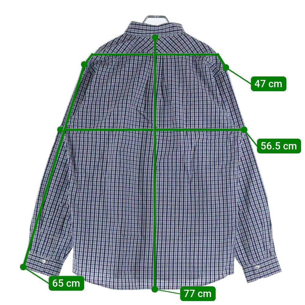 HUMAN MADE(ヒューマンメイド) CHECK BD SHIRT チェック柄 ハートロゴエンブロイダリー 長袖シャツ ネイビー/ホワイト HM29SH012