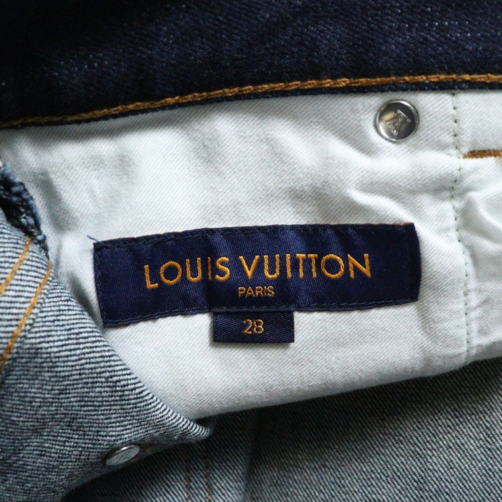 LOUIS VUITTON(ルイヴィトン) ロゴ プレート テーパード デニム パンツ インディゴ HID70WDKN
