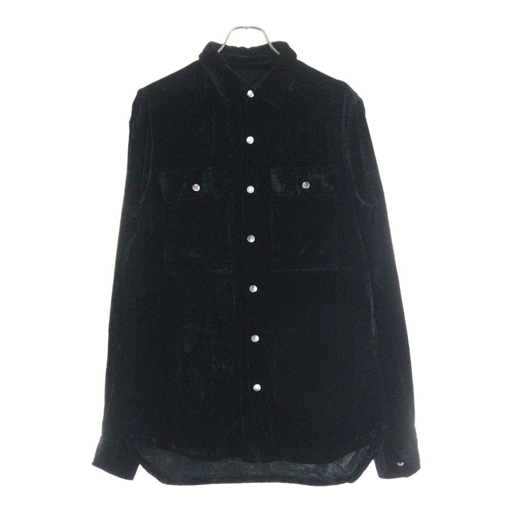 Rick Owens(リックオウエンス) 22AW ベロア スナップボタン 長袖 シャツ ブラック RU02B2729‐V