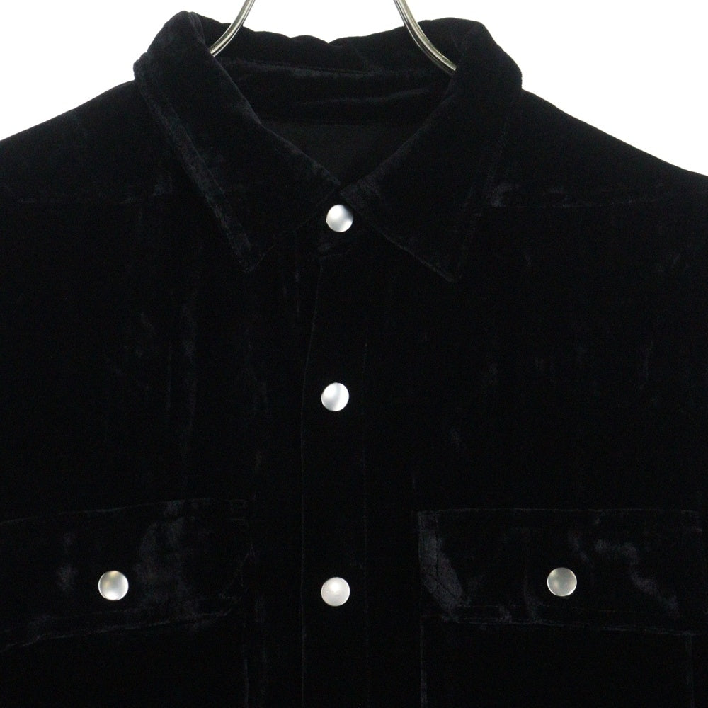 Rick Owens(リックオウエンス) 22AW ベロア スナップボタン 長袖 シャツ ブラック RU02B2729‐V