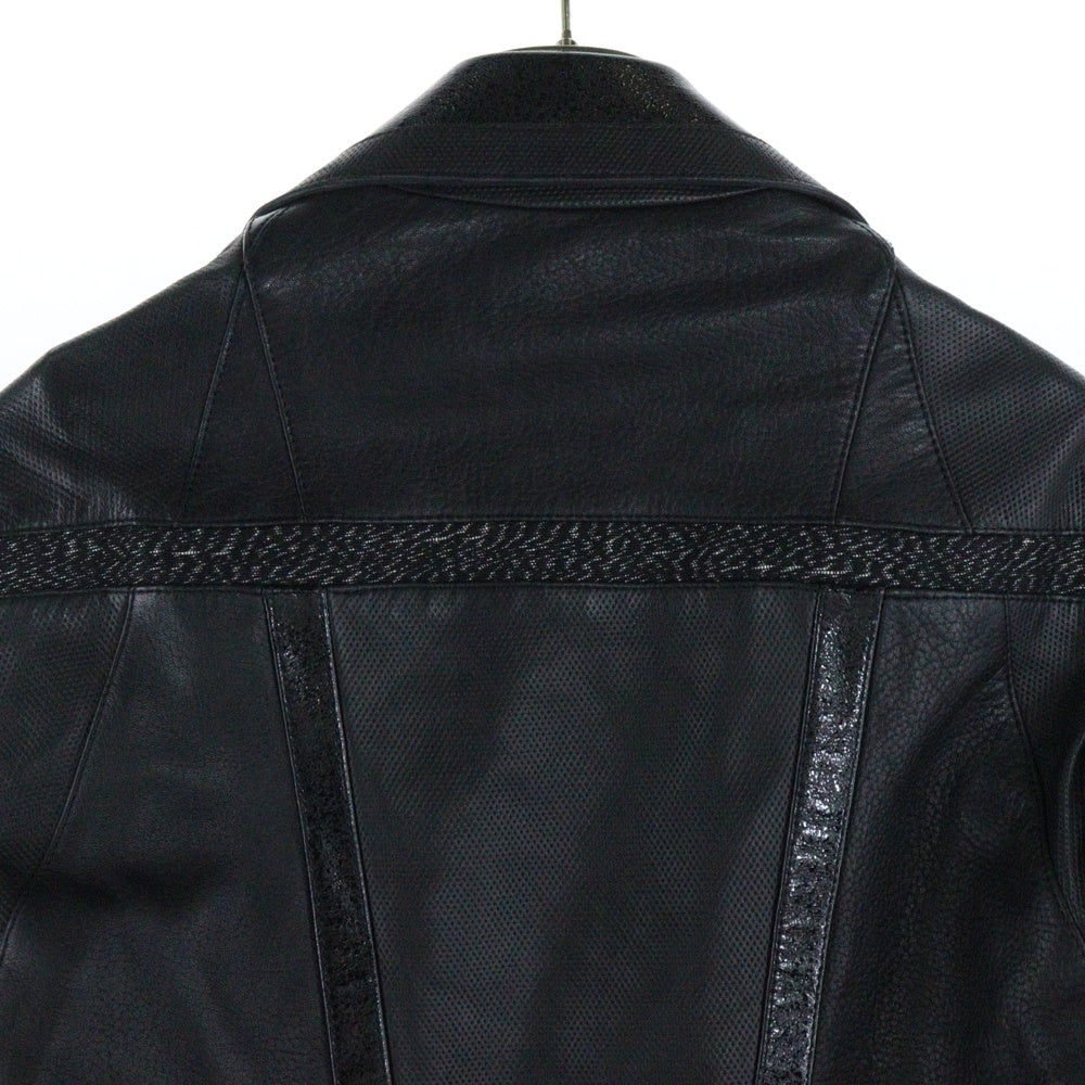 BALENCIAGA(バレンシアガ) 異素材切替 ラムレザー ダブル ライダースジャケット ブラック 372608 TMH10