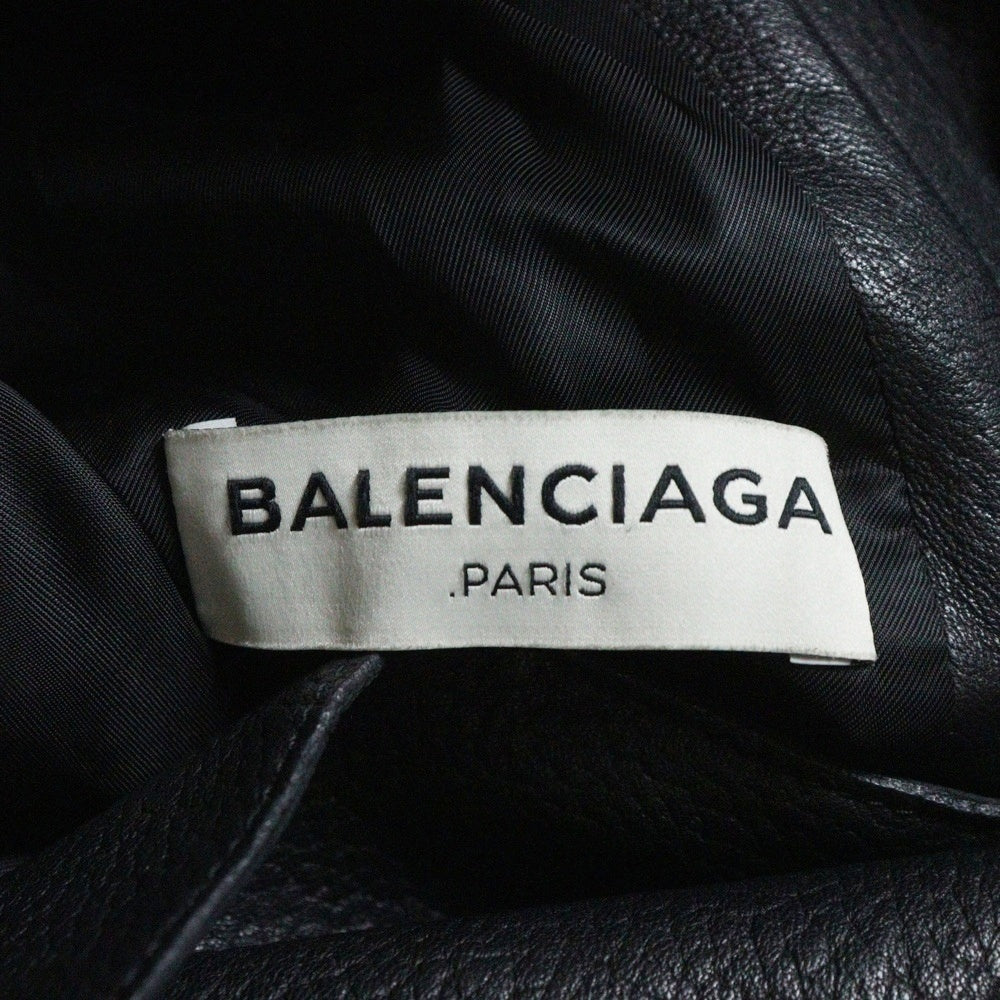 BALENCIAGA(バレンシアガ) 異素材切替 ラムレザー ダブル ライダースジャケット ブラック 372608 TMH10