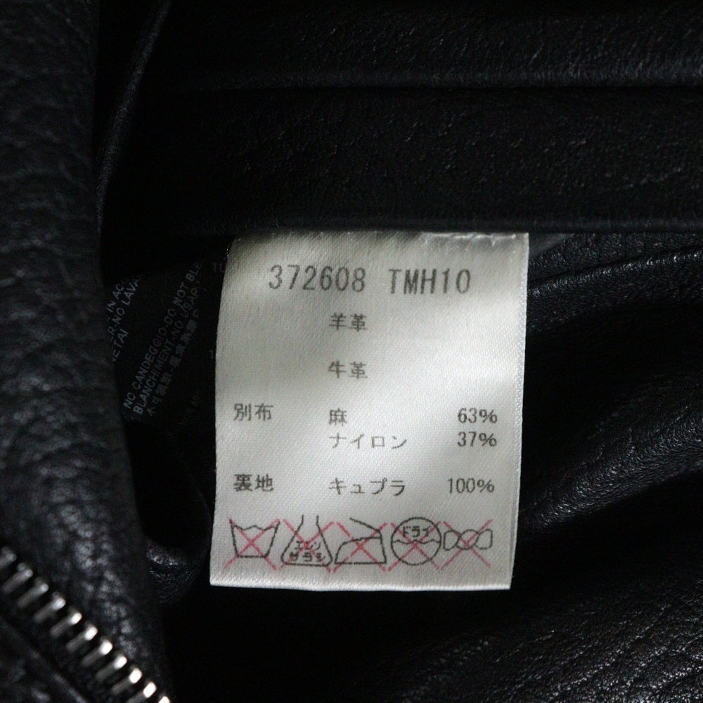 BALENCIAGA(バレンシアガ) 異素材切替 ラムレザー ダブル ライダースジャケット ブラック 372608 TMH10