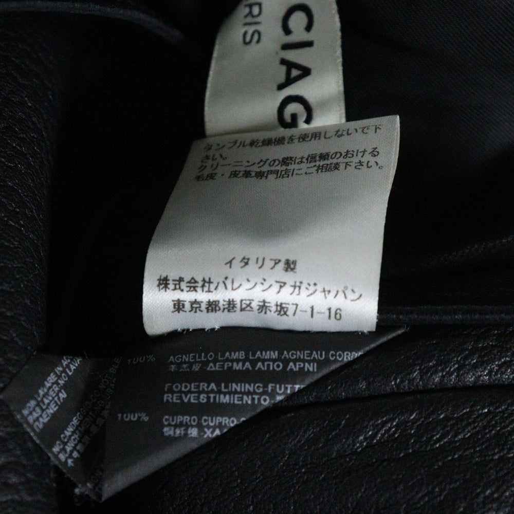 BALENCIAGA(バレンシアガ) 異素材切替 ラムレザー ダブル ライダースジャケット ブラック 372608 TMH10