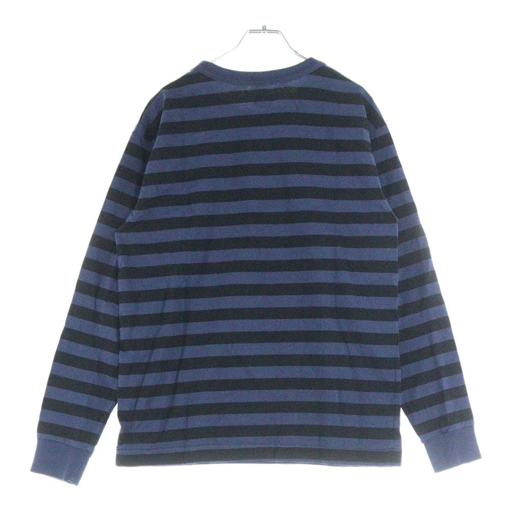 HUMAN MADE(ヒューマンメイド) 24AW STRIPED L/S T-SHIRT HM28CS039 ハートロゴ刺繍 ボーダー長袖Tシャツ ブルー