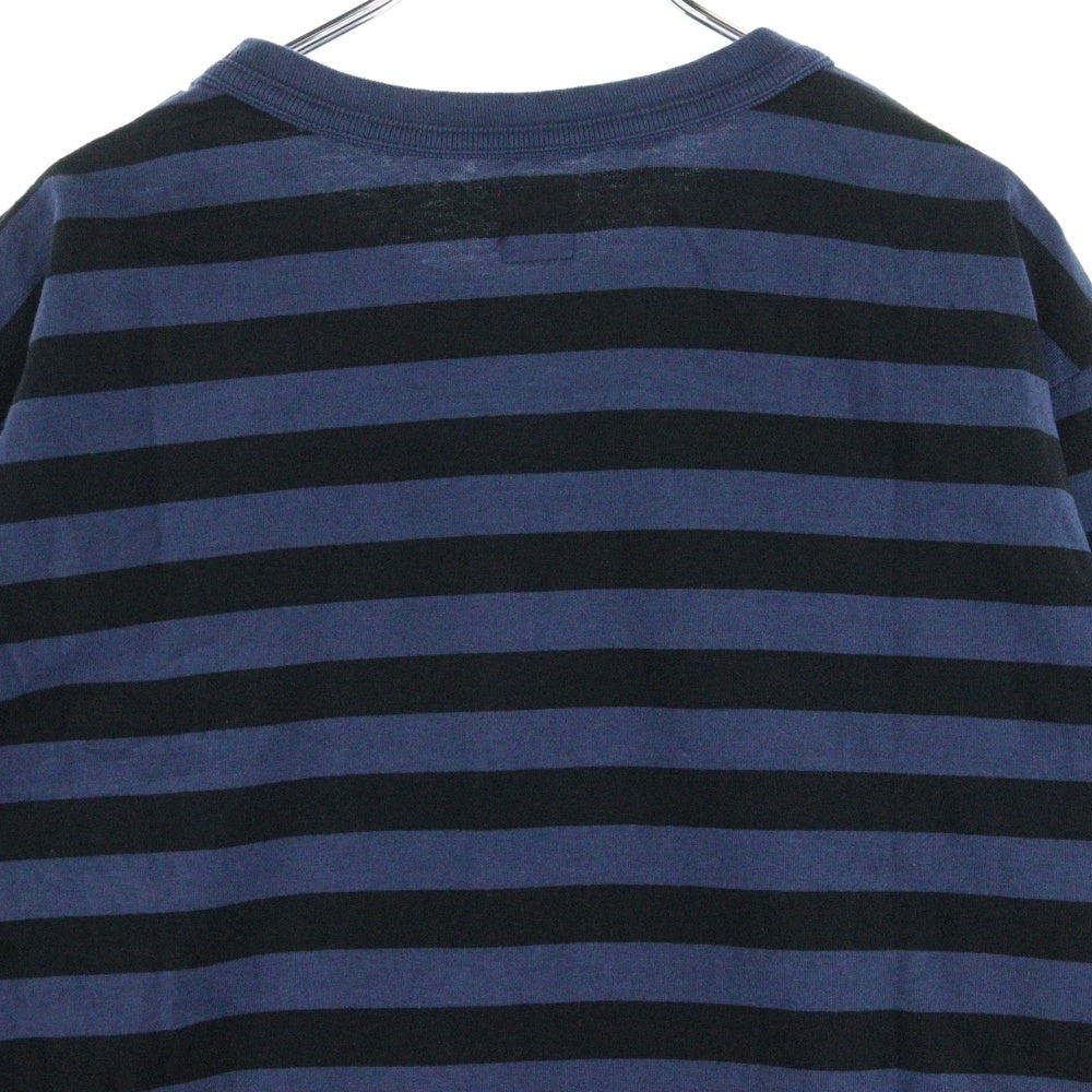 HUMAN MADE(ヒューマンメイド) 24AW STRIPED L/S T-SHIRT HM28CS039 ハートロゴ刺繍 ボーダー長袖Tシャツ ブルー