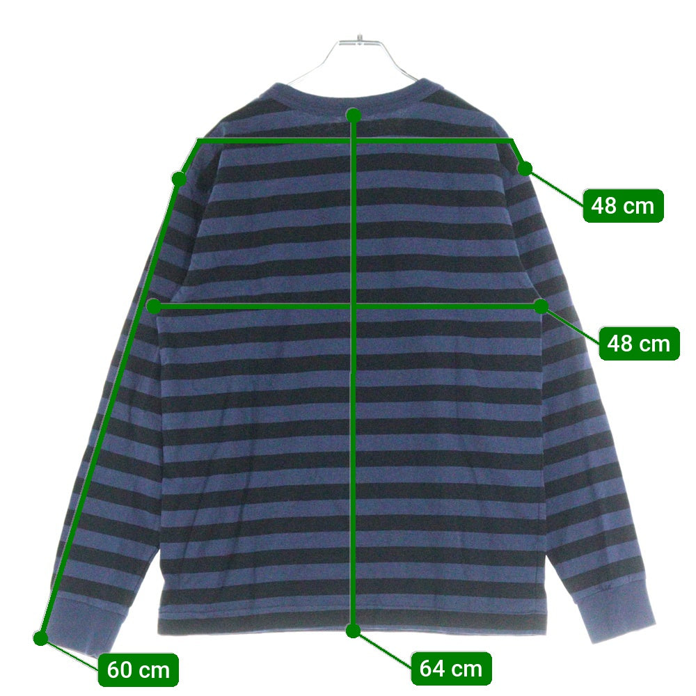 HUMAN MADE(ヒューマンメイド) 24AW STRIPED L/S T-SHIRT HM28CS039 ハートロゴ刺繍 ボーダー長袖Tシャツ ブルー