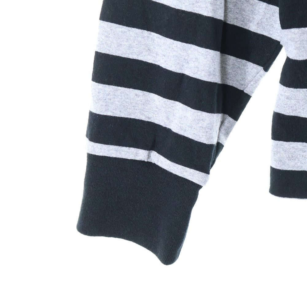 HUMAN MADE(ヒューマンメイド) ハート ワッペンロゴ ボーダー 長袖カットソー Tシャツ ブラック/グレー HM29CS039