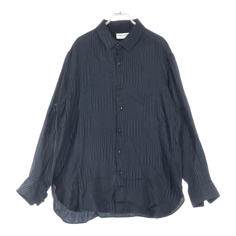 SAINT LAURENT PARIS(サンローランパリ) 19AW Silk Stripes Shirt シルク ストライプ 長袖 シャツ ブラック 653860 Y1D89