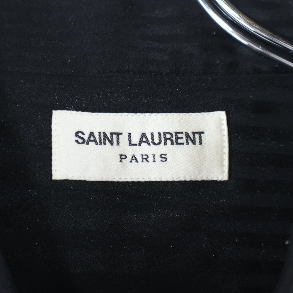 SAINT LAURENT PARIS(サンローランパリ) 19AW Silk Stripes Shirt シルク ストライプ 長袖 シャツ ブラック 653860 Y1D89
