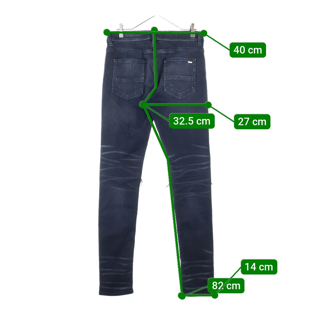 AMIRI(アミリ) ラメ ダメージ加工 ストレッチ スキニーデニム パンツ ブラック SRIMDS059SAMDSI