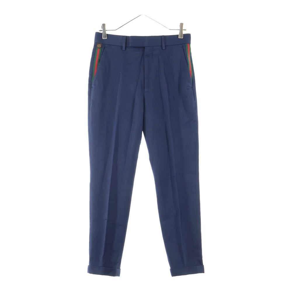 GUCCI(グッチ) ウェブ シェリーライン ストライプ コットンアンクルパンツ ネイビー 668588 Z8AQY