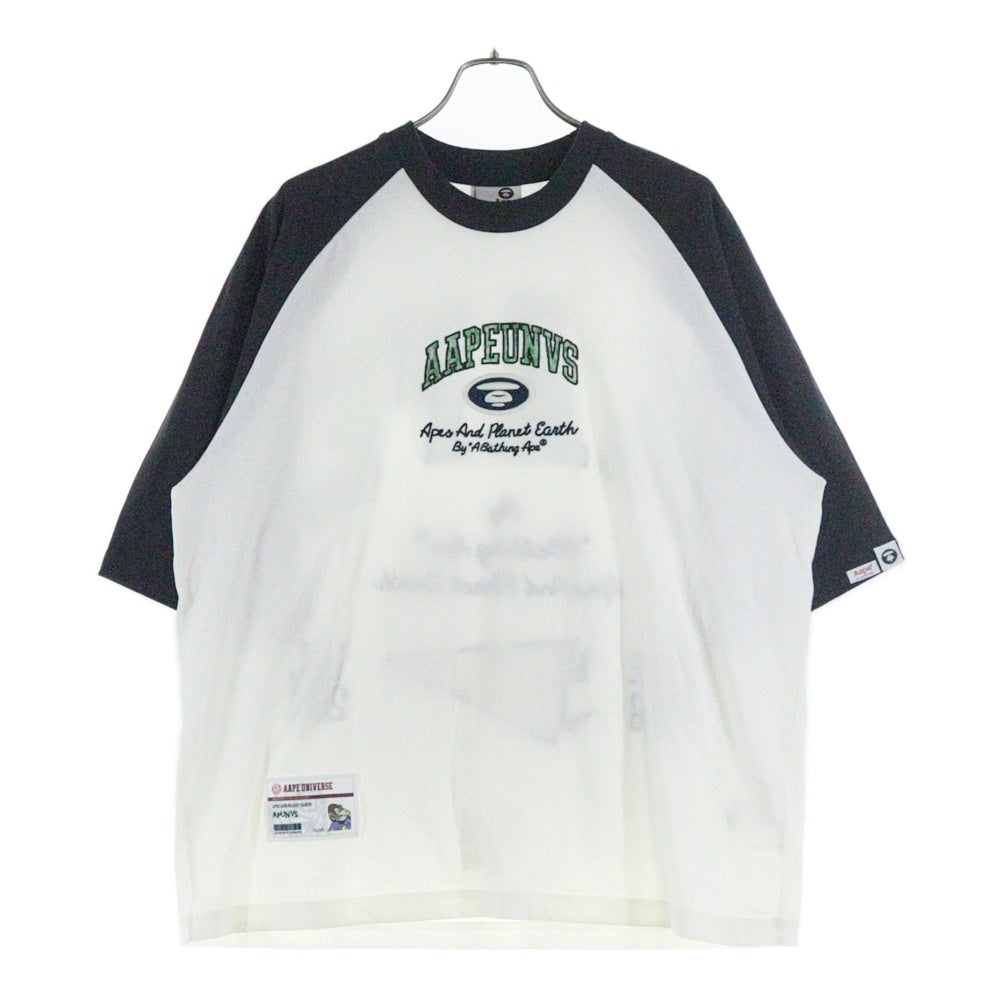 A BATHING APE(アベイシングエイプ) moonface logo raglan tee モンキーフェイス ロゴ ラグランスリーブ 半袖カットソー Tシャツ ホワイト/グレー AAPLTM1661XXO