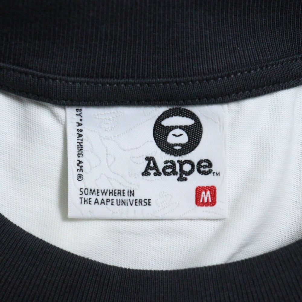 A BATHING APE(アベイシングエイプ) moonface logo raglan tee モンキーフェイス ロゴ ラグランスリーブ 半袖カットソー Tシャツ ホワイト/グレー AAPLTM1661XXO