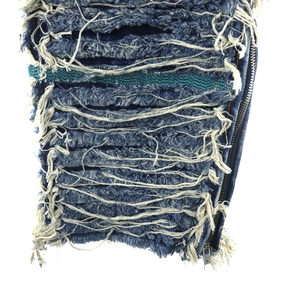 BLACK MEANS(ブラックミーンズ) × 1017 ALYX 9SM Embellished Distressed Stretch-Denim Jeans ×アリクス コラボ デストロイ ダメージ加工デニムパンツ インディゴ