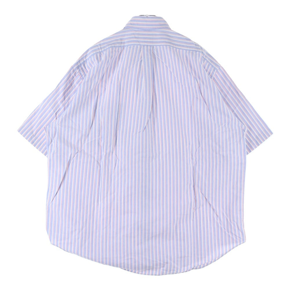 RALPH LAUREN(ラルフローレン) ロゴエンブロイダリー ストライプ レギュラーカラー 半袖シャツ ライトブルー/ピンク