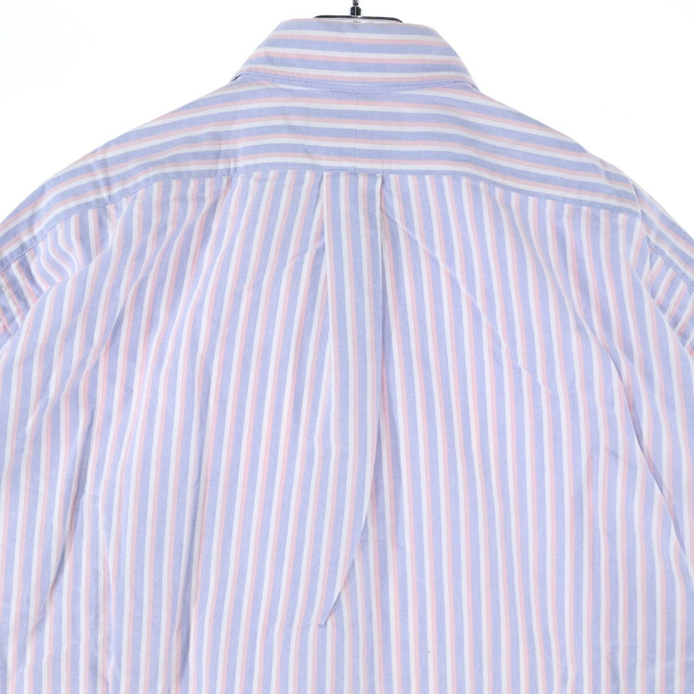 RALPH LAUREN(ラルフローレン) ロゴエンブロイダリー ストライプ レギュラーカラー 半袖シャツ ライトブルー/ピンク