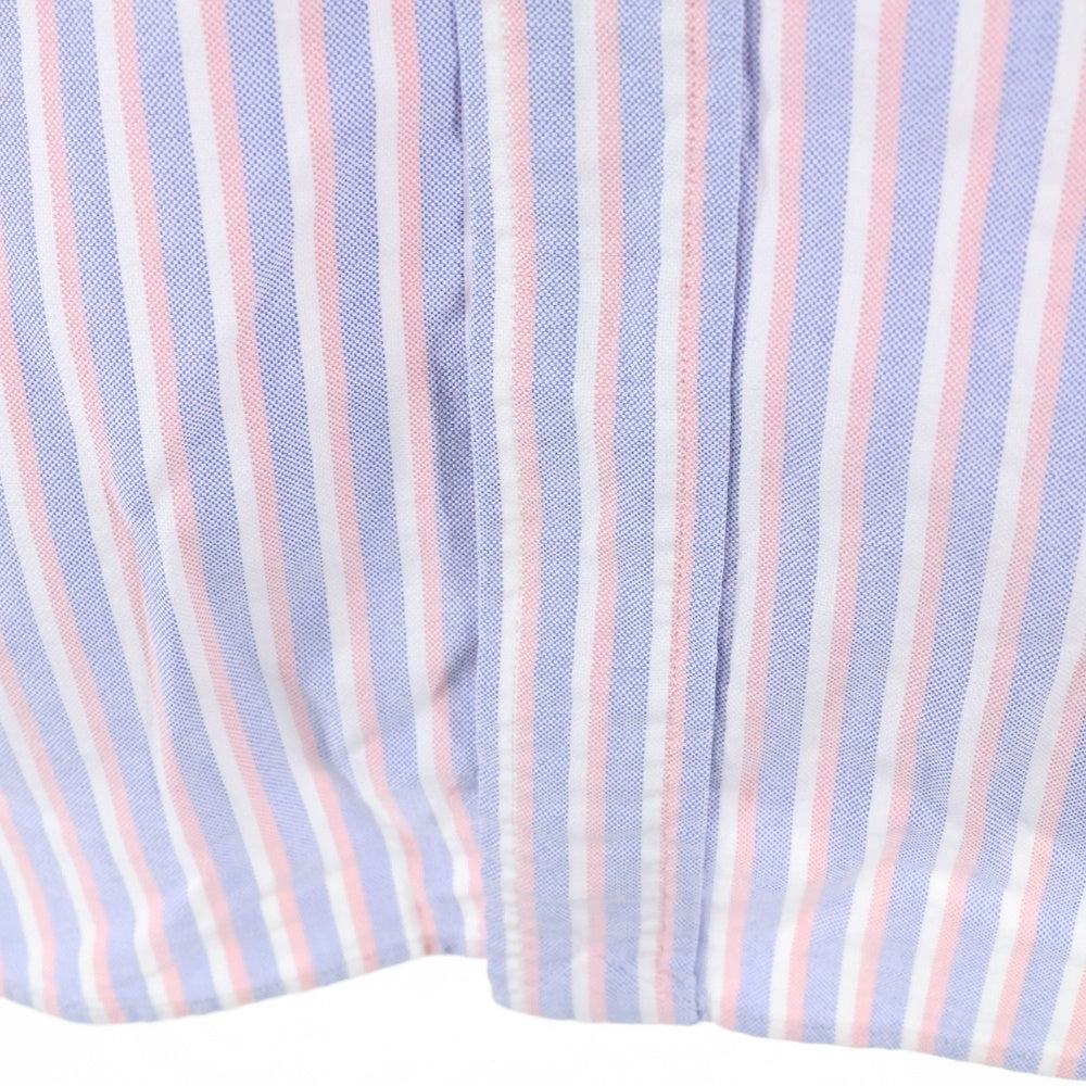 RALPH LAUREN(ラルフローレン) ロゴエンブロイダリー ストライプ レギュラーカラー 半袖シャツ ライトブルー/ピンク