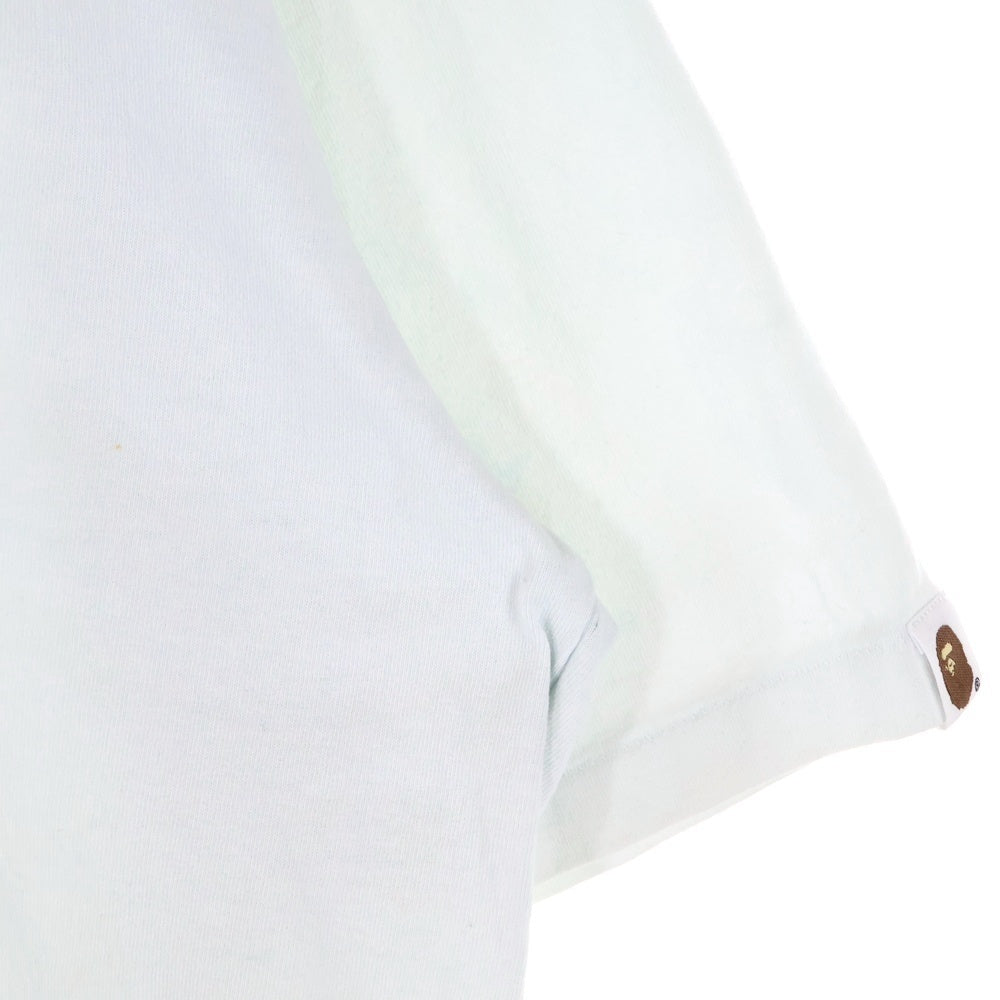 A BATHING APE(アベイシングエイプ) Gold Zip Shark Tee ゴールドシップ シャーク プリント クルーネック コットン 半袖Tシャツ カットソー ライトブルー 001TEG301015X