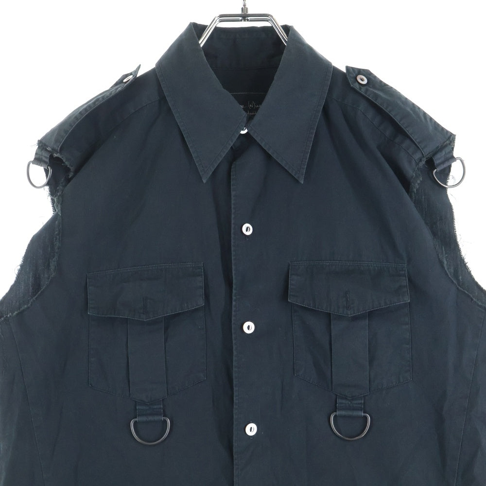 NUMBER (N)INE(ナンバーナイン) エポーレット カットオフ ノースリーブ レギュラーカラーシャツ レディース ブラック