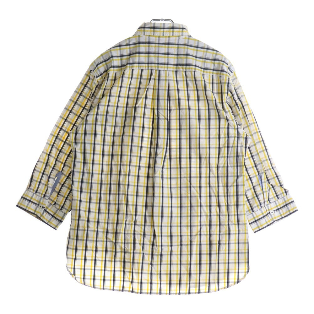 TOMMY HILFIGER(トミーヒルフィガー) フラップポケット ボタンダウンカラー 7分丈 チェックシャツ ホワイト/イエロー 11-4111303-420